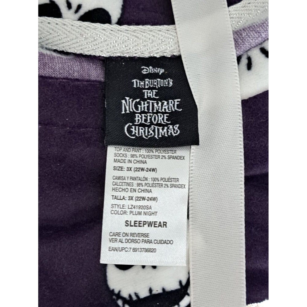 Nightmare Before Christmas Women's Plum Purple Jack Skull Face Pajama Set 3X - Picture 5 of 7
